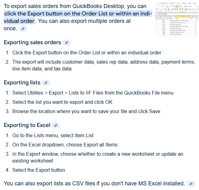Instructions for Exporting Sales Orders from Desktop